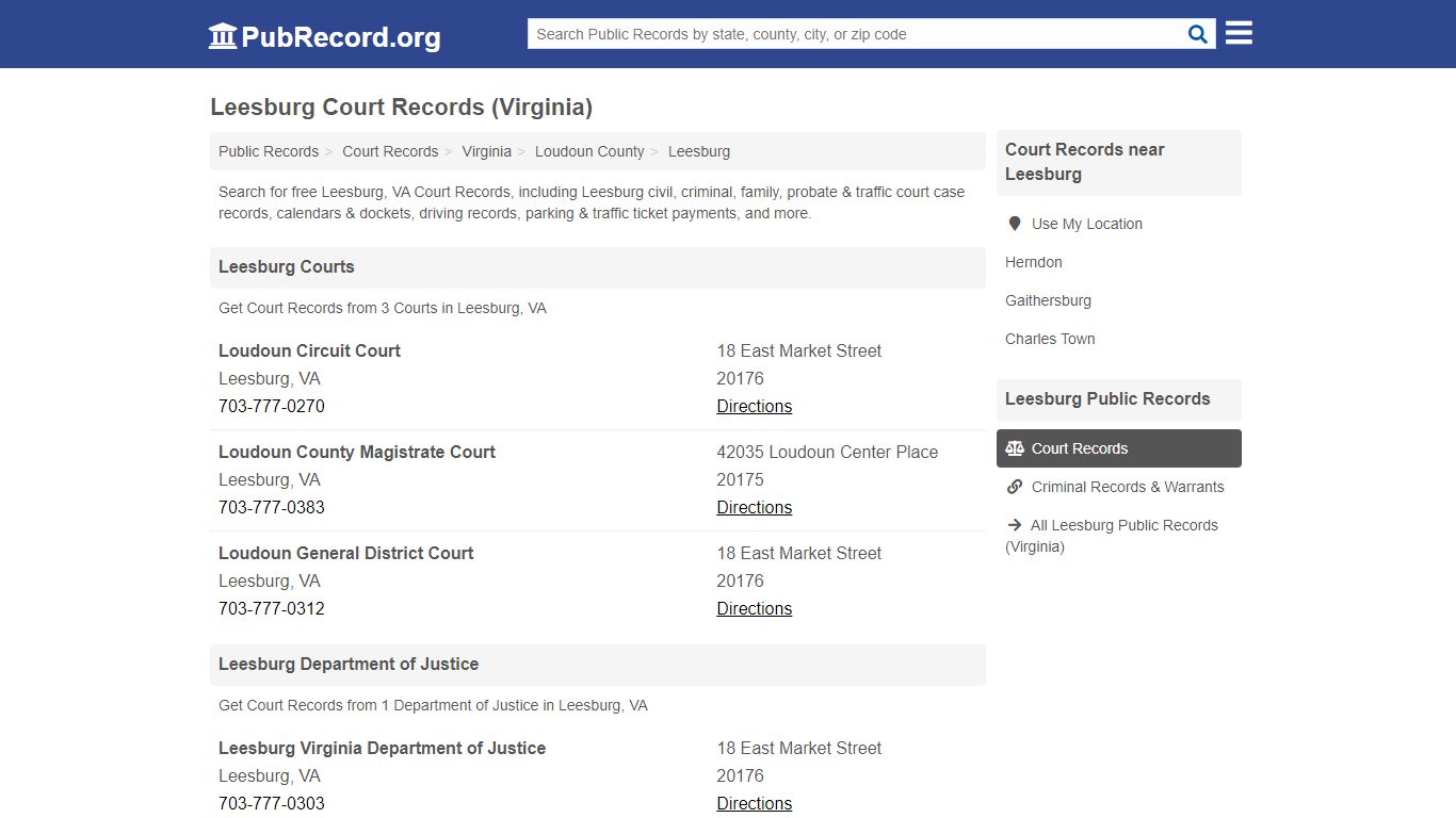 Free Leesburg Court Records (Virginia Court Records)